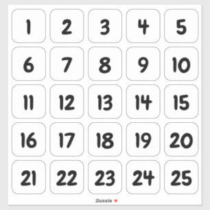 Customisable Square Number Stickers Black on White