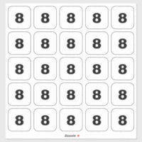 Customisable Square Number Stickers Black on White