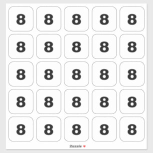 Customisable Square Number Stickers Black on White