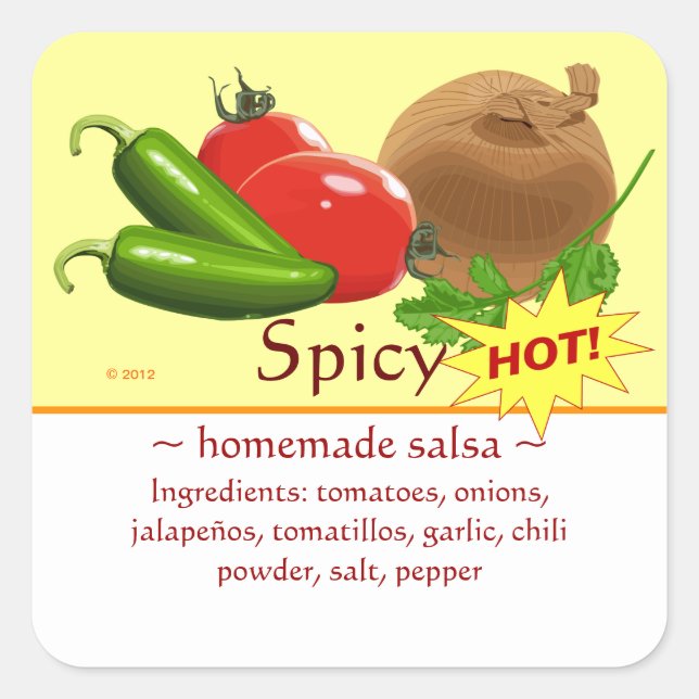 Customisable Square Salsa Stickers (Front)
