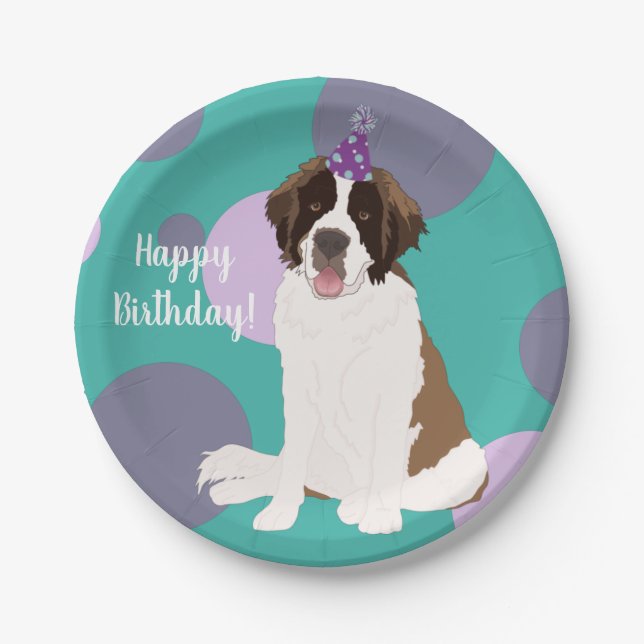 Customisable St Bernard  Paper Plate (Front)
