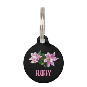 Customisable stargazer oriental pink lilies pet tag