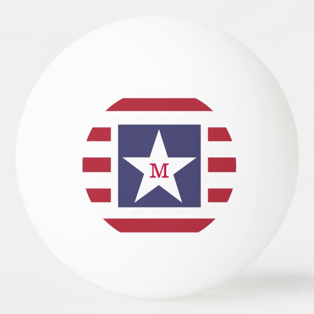 Customisable Stars and Stripes USA Momogram Ping Pong Ball (Front)