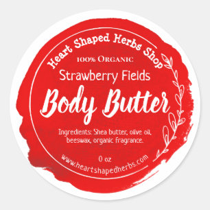 Customisable Strawberry Body Butter Label Handmade