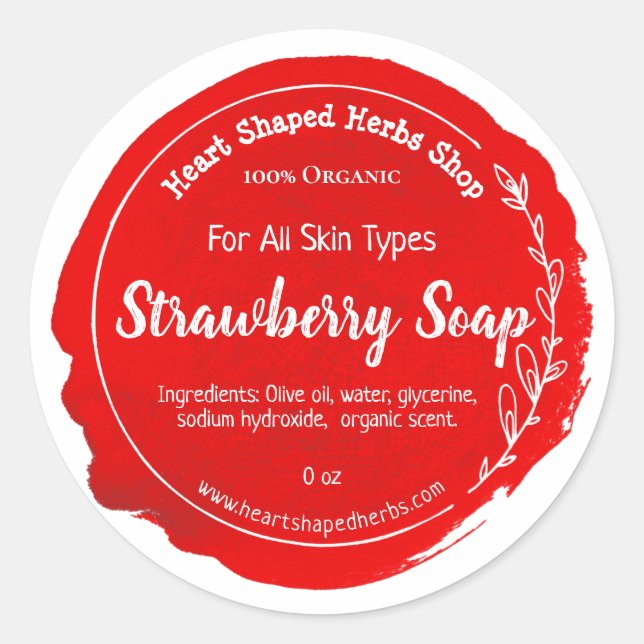 Customisable Strawberry Soap Label Handmade (Front)