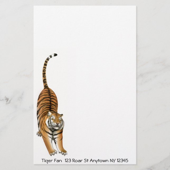Customisable Stretching Bengal Tiger Stationery (Front)