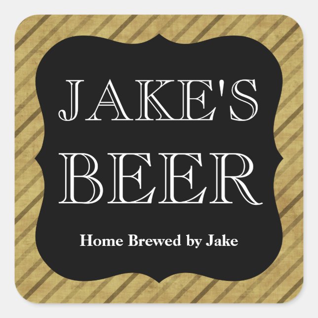 Customisable Striped Beer Bottle Label (Front)