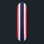 Customisable Striped Red, White, and Blue Skateboard<br><div class="desc">A fun cool board for the skateboard fan of the family! Features red,  white,  and blue stripe pattern. Fully customisable to add names,  images,  and more if desired. Enjoy!</div>