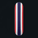 Customisable Striped Red, White, and Blue Skateboard<br><div class="desc">A fun cool board for the skateboard fan of the family! Features red, white, and blue stripe pattern. Fully customisable to add names, images, and more if desired. Enjoy!</div>
