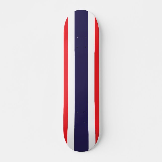 Customisable Striped Red, White, and Blue Skateboard (Front)