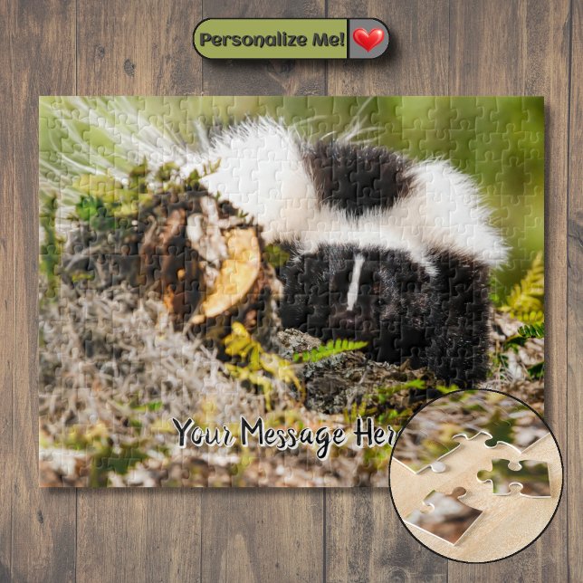 Customisable Striped Skunk Fern Log Jigsaw Puzzle (Customizable Striped Skunk Fern Log Jigsaw Puzzle)