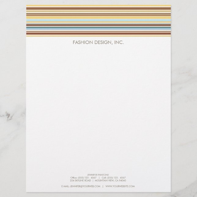 Customisable Stripes Pattern Retro Letterhead (Front)