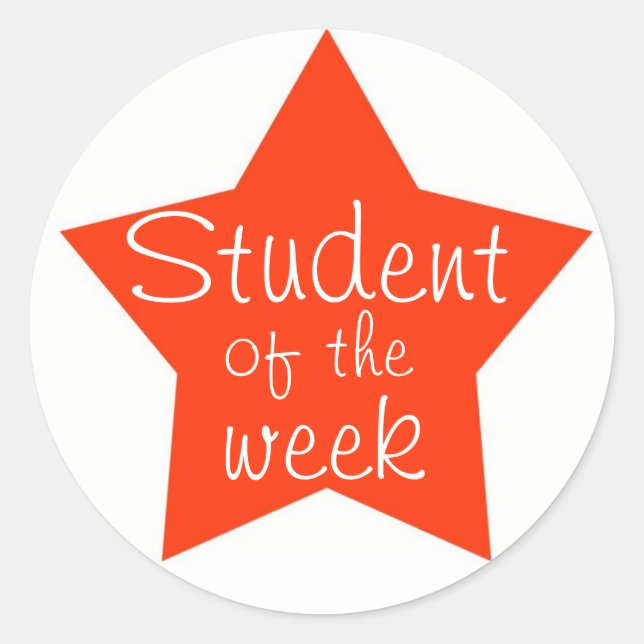Customisable Student Of The Week Classic Round Sticker (Front)