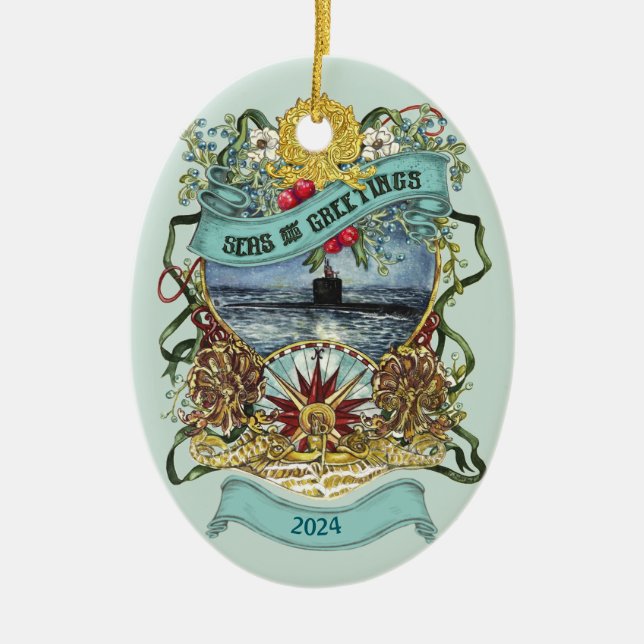 Customisable Submarine Christmas Ornament (Front)