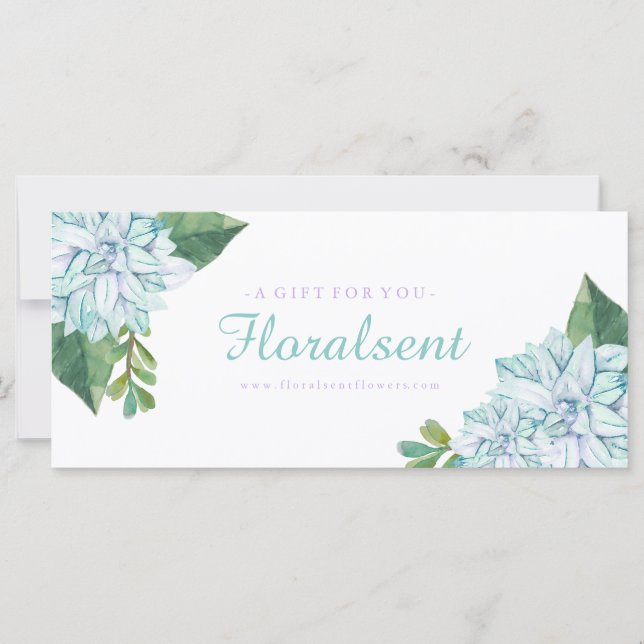 Customisable Succulents Gift Certificate (Front)