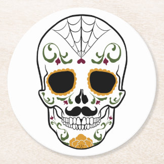 Customisable Sugar Skull Round Paper Coaster