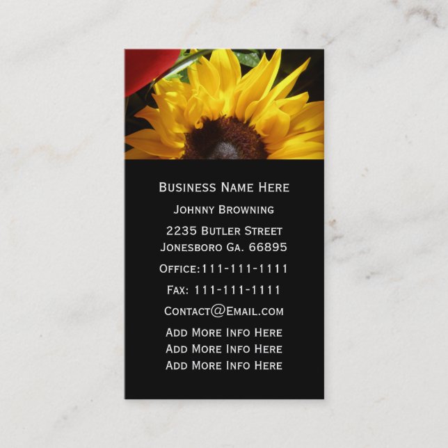 Customisable Sunflower Business Card (Front)