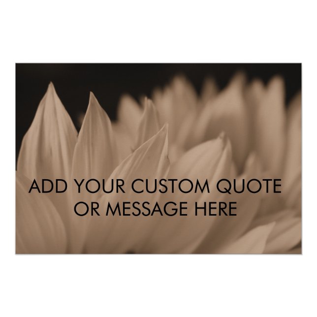 Customisable Sunflower Petals in Sepia Tone  Poster (Front)