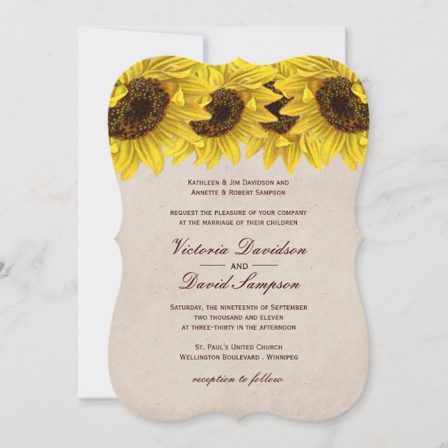 Customisable Sunflower Wedding Invitation (Front)