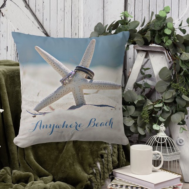Customisable Sunny Beach With Starfish Rings Cushion (Creator Uploaded)