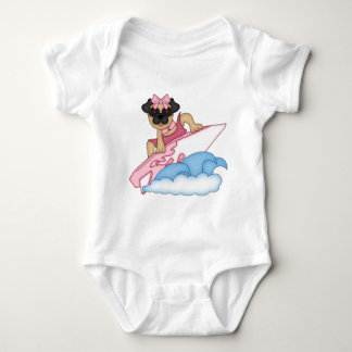 Customisable Surfer Pug Girl - Pink Baby Bodysuit