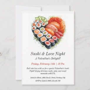 Customisable Sushi & Love Night Invitation