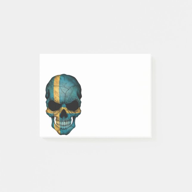 Customisable Swedish Flag Skull Post-it Notes (Front)