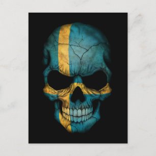 Customisable Swedish Flag Skull Postcard