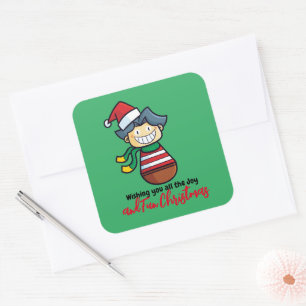 Customisable Sweet & Fun Christmas Square Sticker