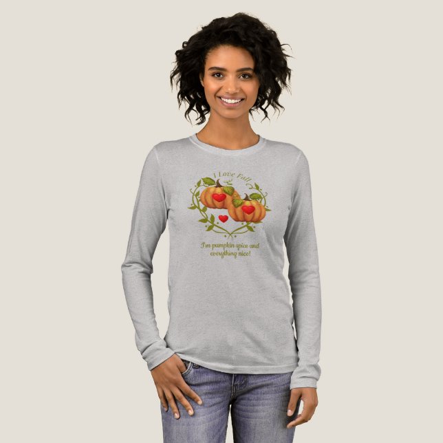 Customisable Sweet I Love Fall Pumpkin Shirt (Full Front)