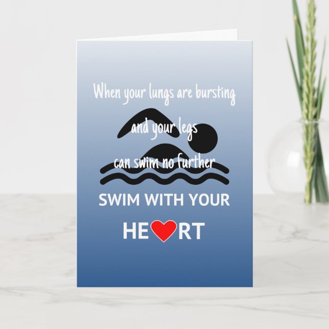 Customisable swim with heart motivational card (Front)