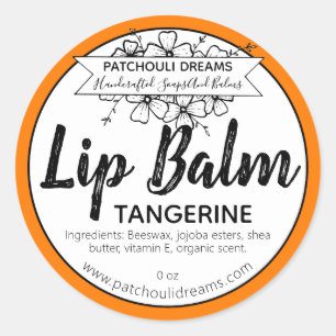 Customisable Tangerine Lip Balm Label Handmade