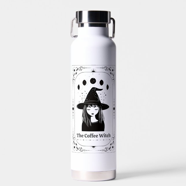 Customisable Tarot Coffee Lover Witch Zodiac Trend Water Bottle (Front)