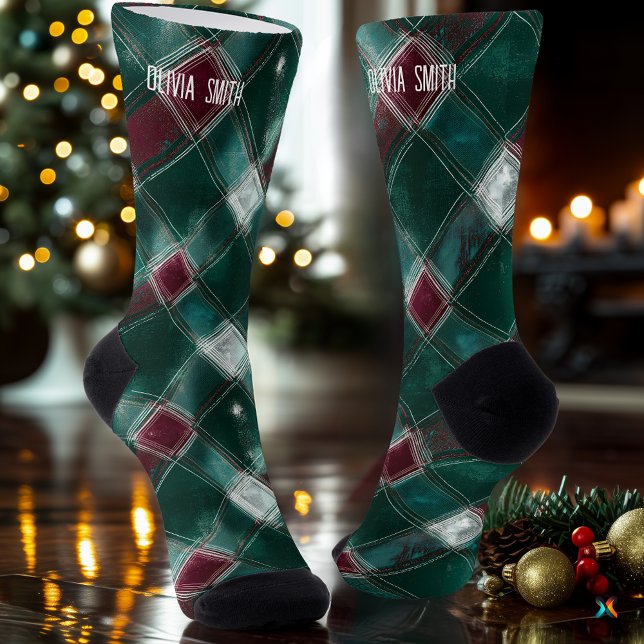 Customisable Tartan Plaid Personalised Chequered  Socks (Creator Uploaded)