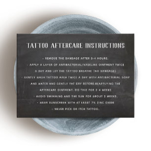 Customisable Tattoo Aftercare Instructions  Black Business Card