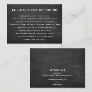 Customisable Tattoo Aftercare Instructions  Black  Business Card