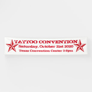 Customisable Tattoo convention red banner sign