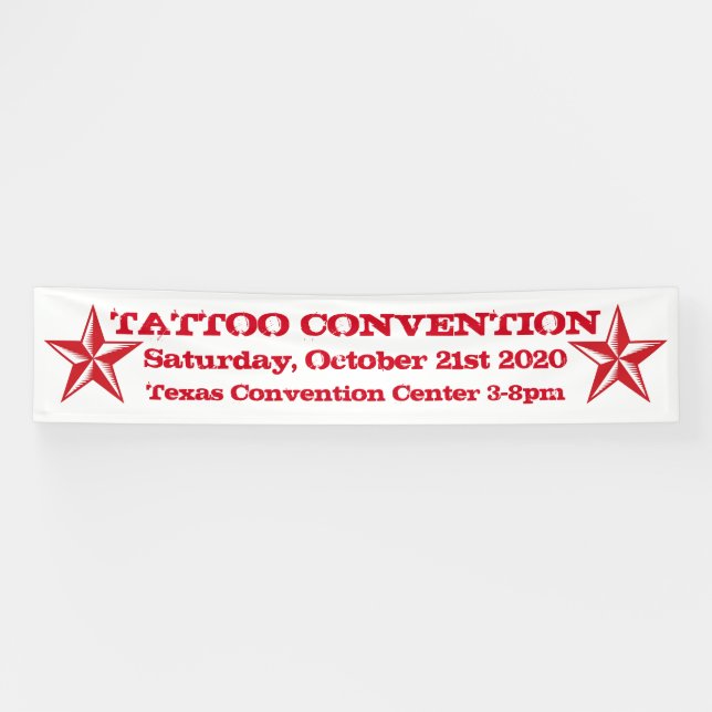 Customisable Tattoo convention red banner sign (Horizontal)