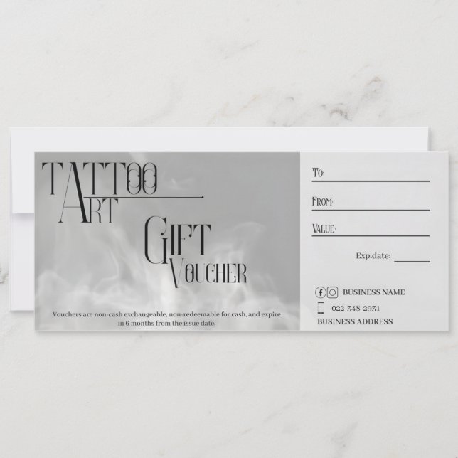 Customisable Tattoo Gift Voucher Invitation (Front)