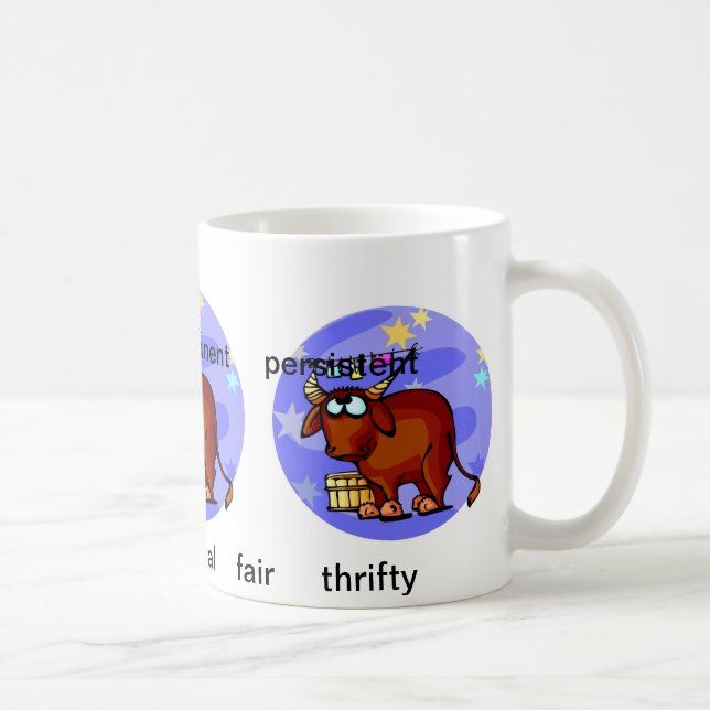 Customisable Taurus traits Cute Cartoon Zodiac Coffee Mug (Right)