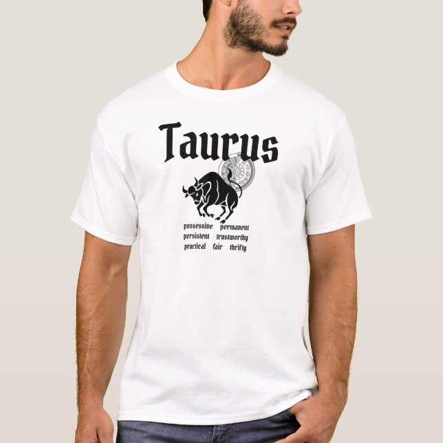 Customisable Taurus traits Greek-style Zodiac T-Shirt (Front)