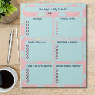Customisable Teacher Daily To-Do List Notepad