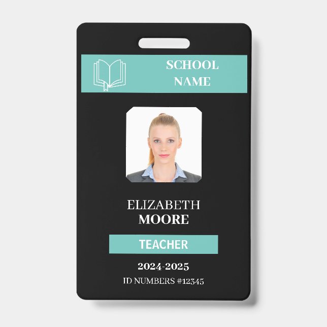 Customisable Teacher & Student ID Card Template Badge (Front)