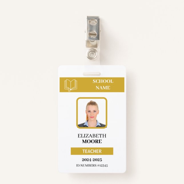 Customisable Teacher & Student ID Card Template ID Badge (Front with Clip)