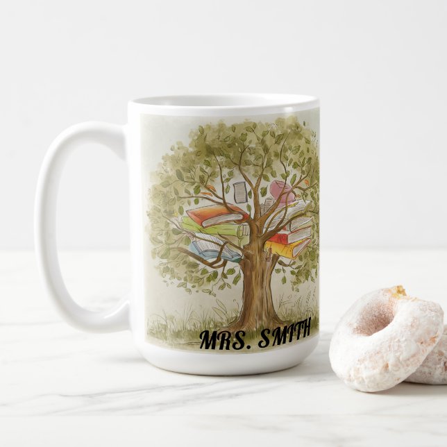 Customisable Teacher Tree Appreciation Gift Coffee Mug (With Donut)