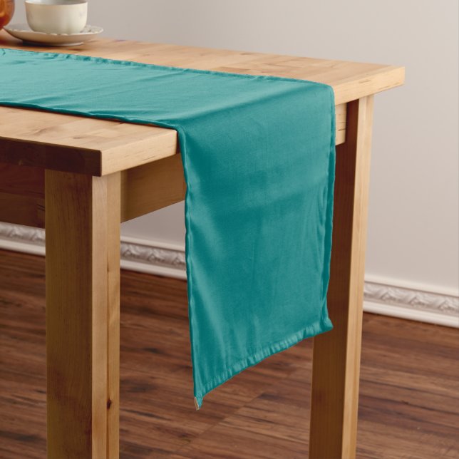 Customisable Teal Blue Green Solid Colour Template Short Table Runner (In Situ)