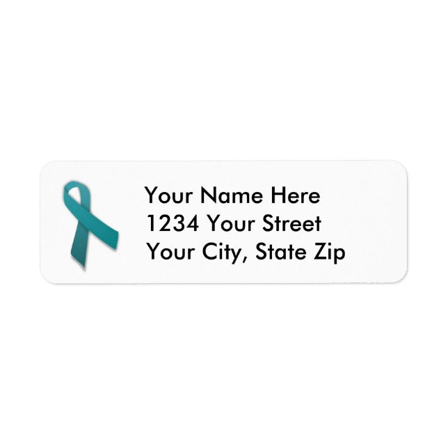 Customisable Teal Cancer Ribbon Address Label (Front)