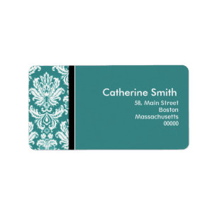 Customisable Teal Damask Address Labels