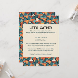 Customisable Teal Orange Mid-Century Modern Invite