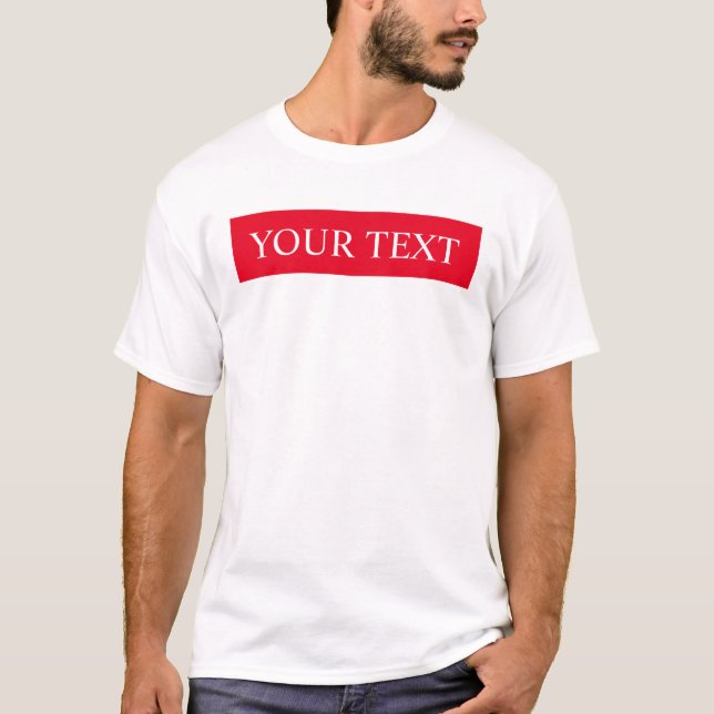 Customisable Template Mens Modern Red White Trendy T-Shirt (Front)